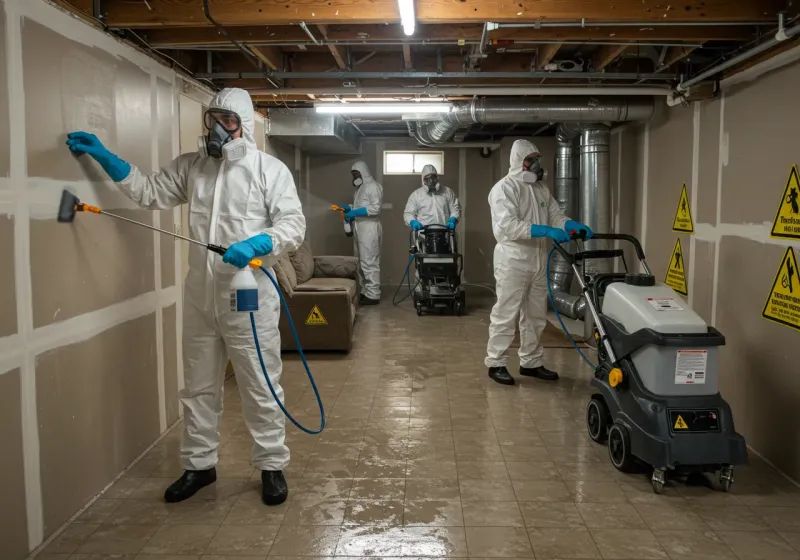 Basement Moisture Removal and Structural Drying process in Mescal, AZ